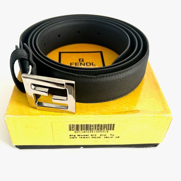 Fendi UNISEX  Squared FF Leather Belt EUC - Picture 1 of 12